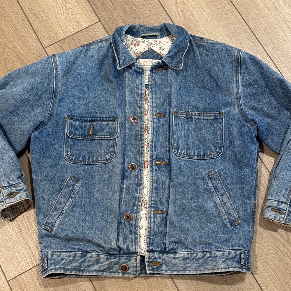 Vintage Melbourne Country Cottagecore Denim Jacket size S Floral Back to school